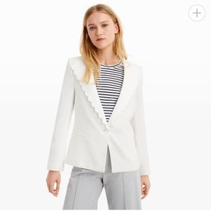 Club Monaco White Scalloped Blazer